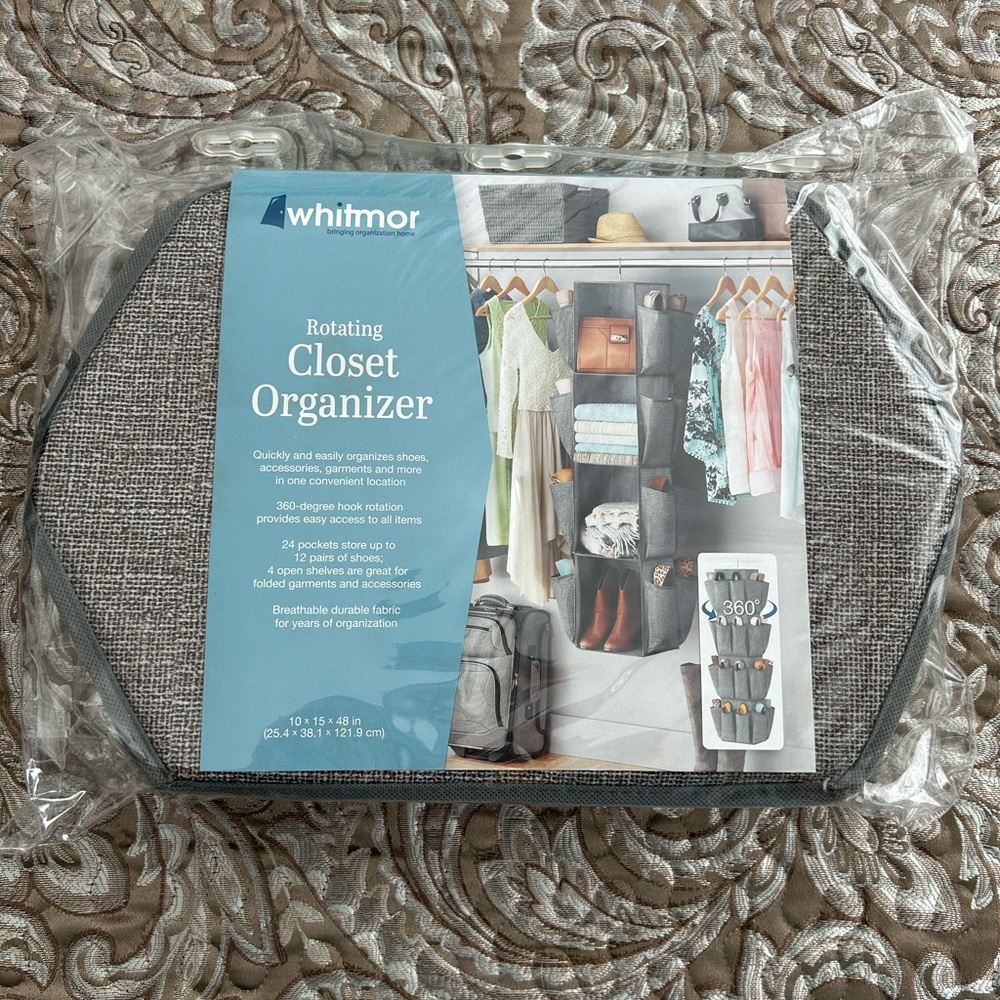 WHITMOR Gray Hanging, Rotating Closet Organizer with Shoe Storage